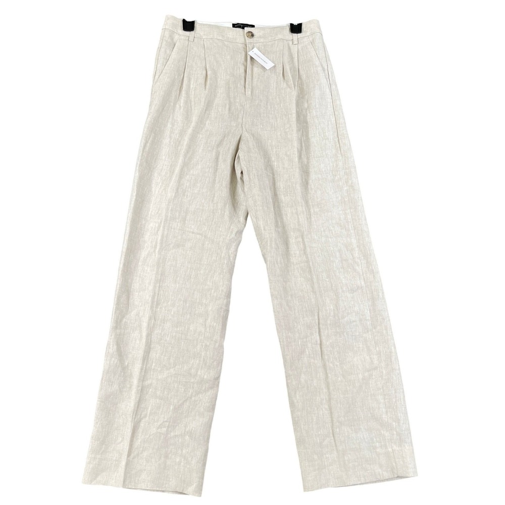 Banana Republic Linen Trousers Womens 6 Pleated Wide Leg Career Office Wear